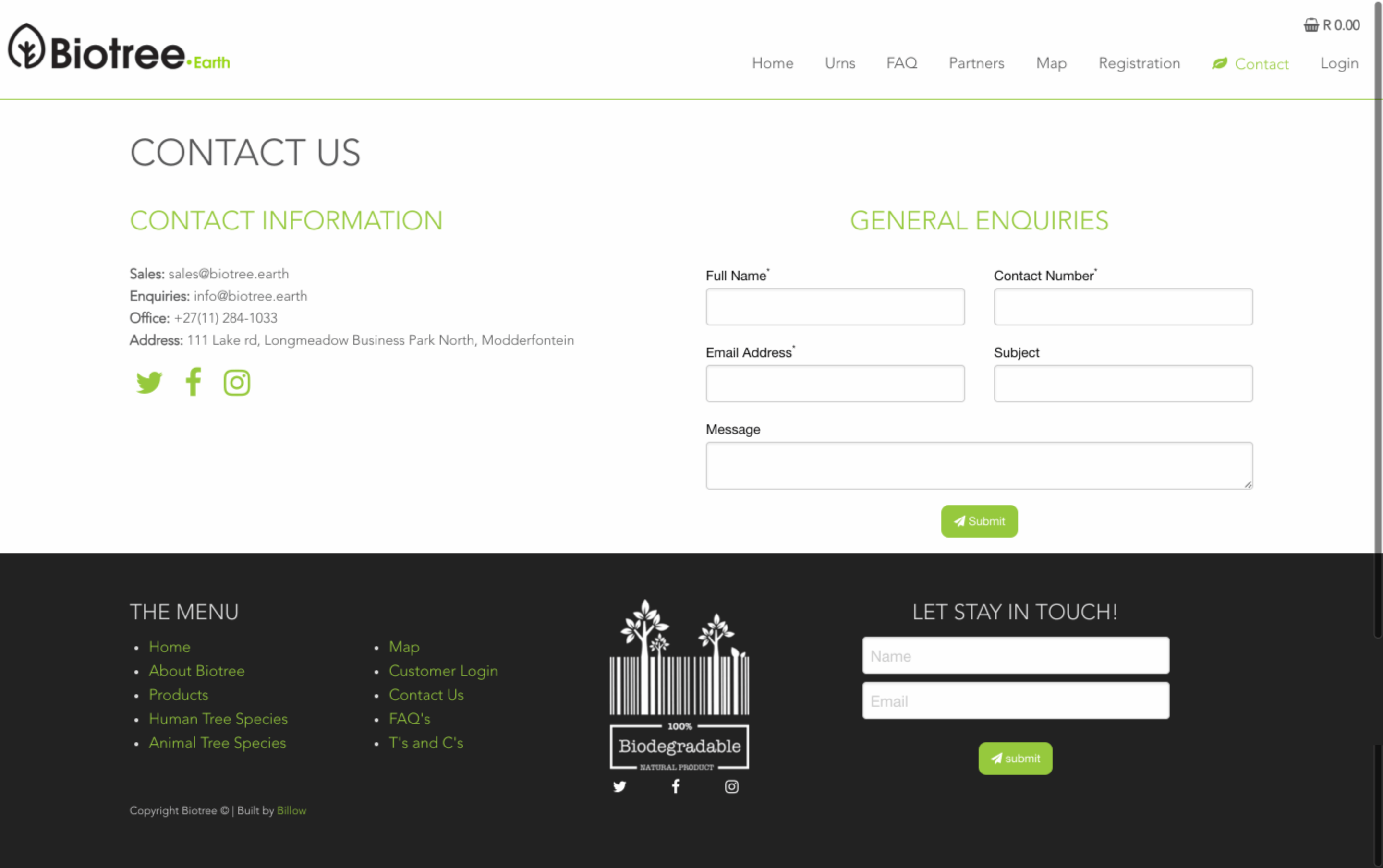 Biotree website by Billow