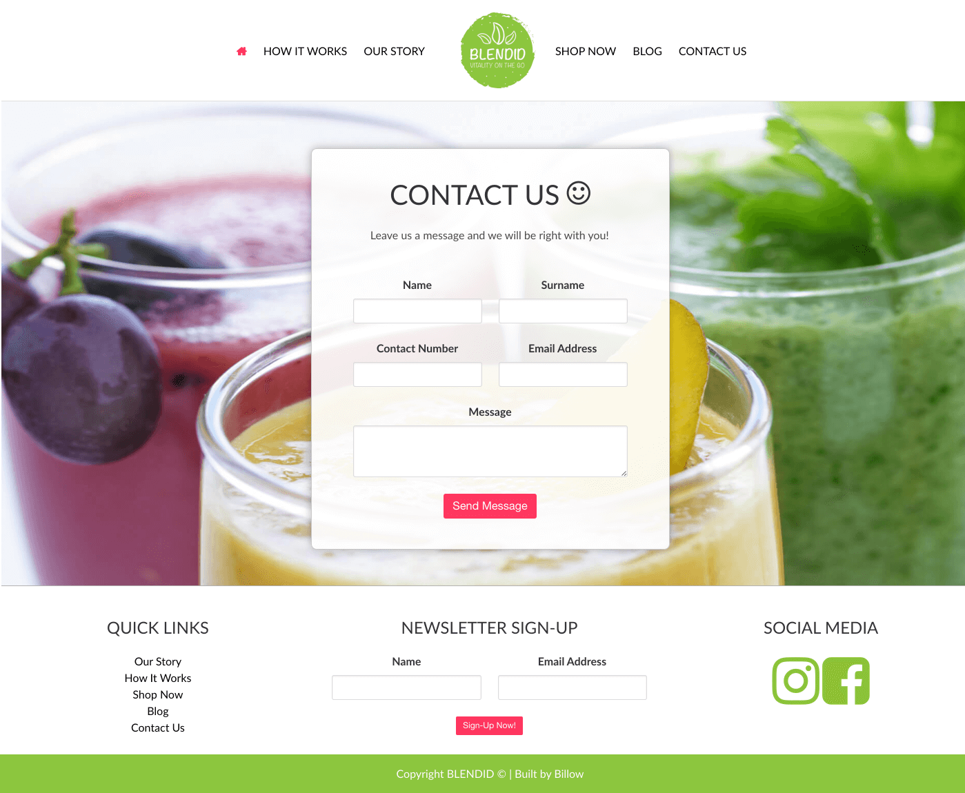 Blendid website by Billow