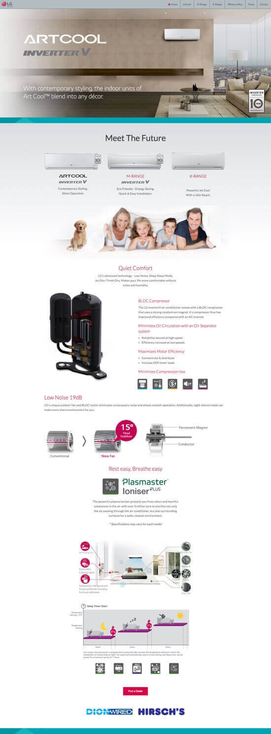 LG Air Conditioning Micro-site by Billow