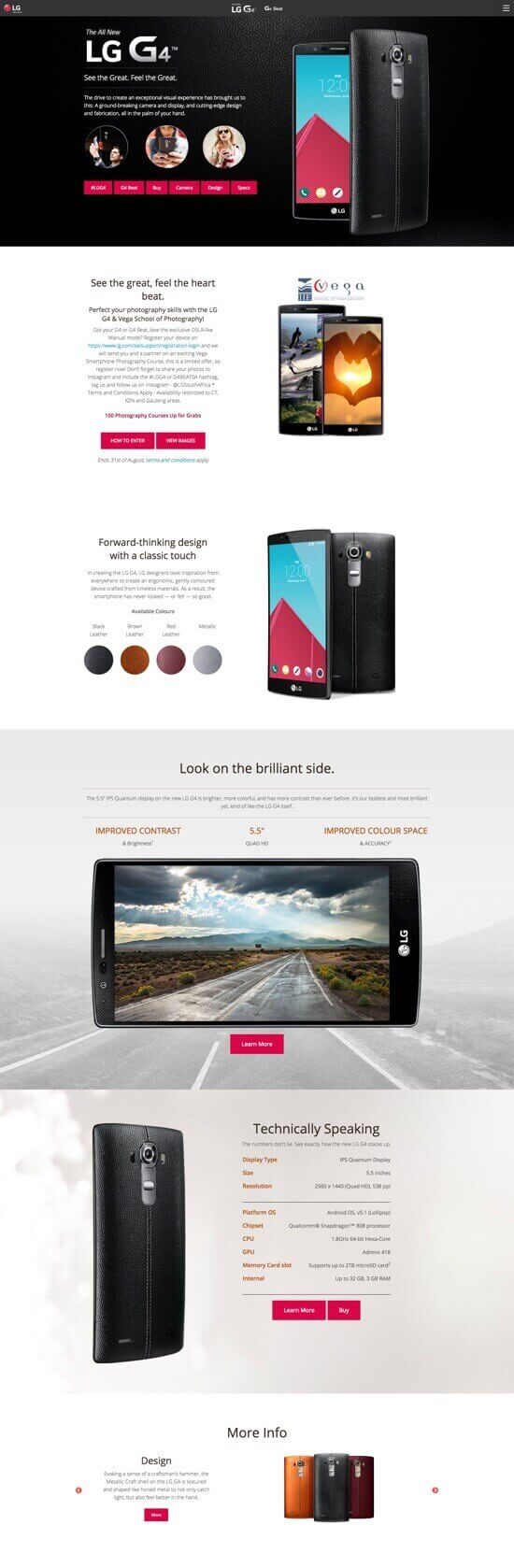 LG G4 Micro-site by Billow